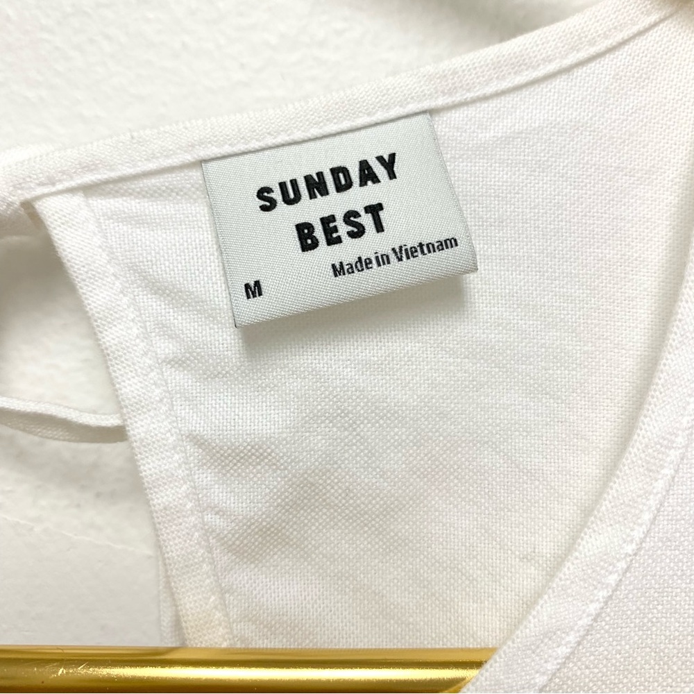 Aritzia Sunday Best Saida Babydoll Mini Dress Size Medium Puff Sleeve Open Back - Picture 11 of 12